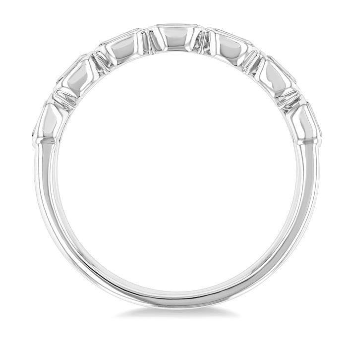 3/4 Ctw East-West Emerald Cut Bezel Diamond Fashion Band in 14K White Gold