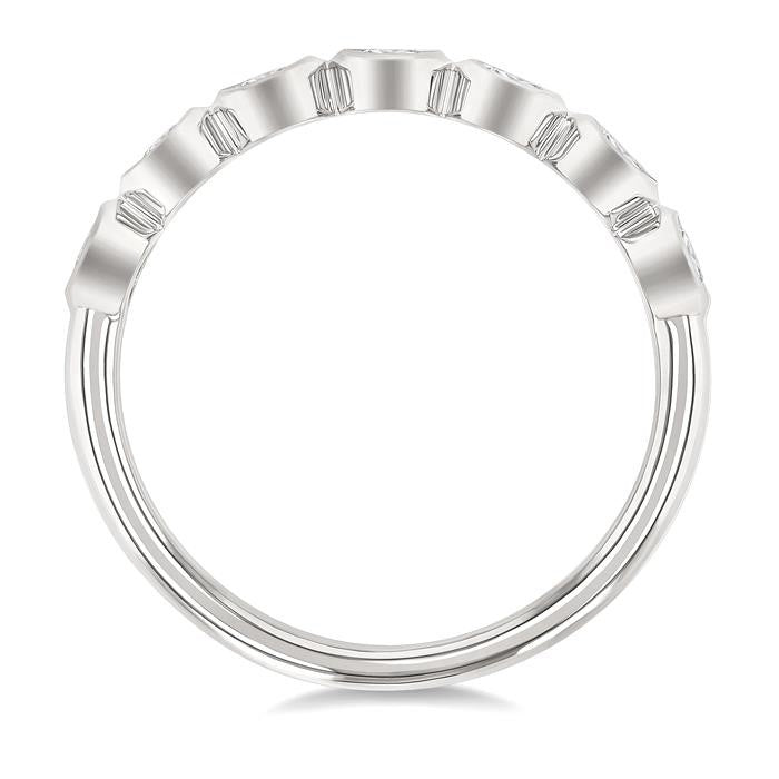 3/4 Ctw Bezel Set Round Cut Diamond Band in 14K White Gold
