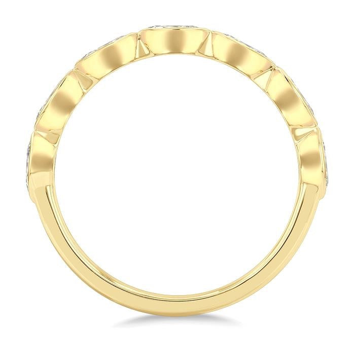 3/4 Ctw East-West Set Marquise Cut Bezel Diamond Stackable Fashion Band in 14K Yellow Gold