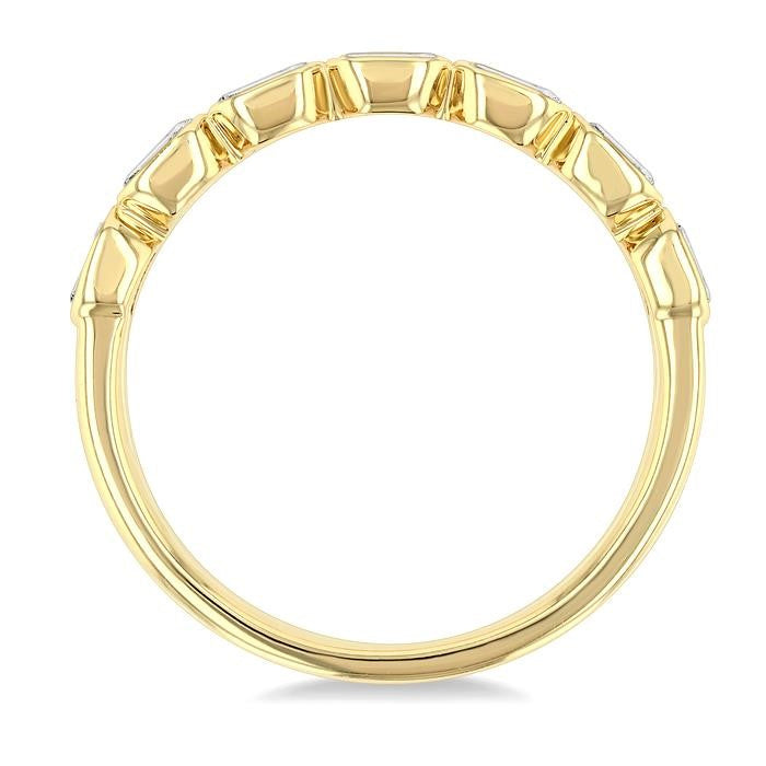 3/4 Ctw East-West Emerald Cut Bezel Diamond Fashion Band in 14K Yellow Gold