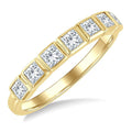 3/4 Ctw East-West Set Princess Cut Bezel Diamond Stackable Fashion Band in 14K Yellow Gold
