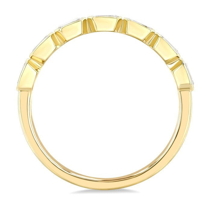 3/4 Ctw East-West Emerald Cut Bezel Diamond Fashion Band in 14K Yellow Gold