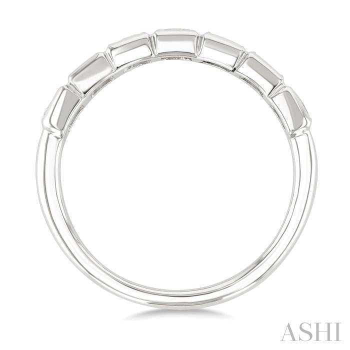 3/4 Ctw East-West Set Princess Cut Bezel Diamond Stackable Fashion Band in 14K White Gold