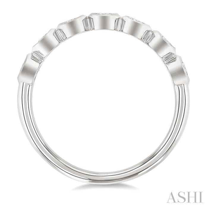 3/4 Ctw Bezel Set Round Cut Diamond Band in 14K White Gold