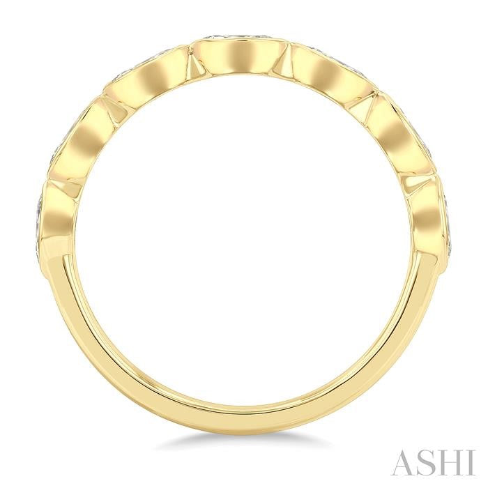 3/4 Ctw East-West Set Marquise Cut Bezel Diamond Stackable Fashion Band in 14K Yellow Gold