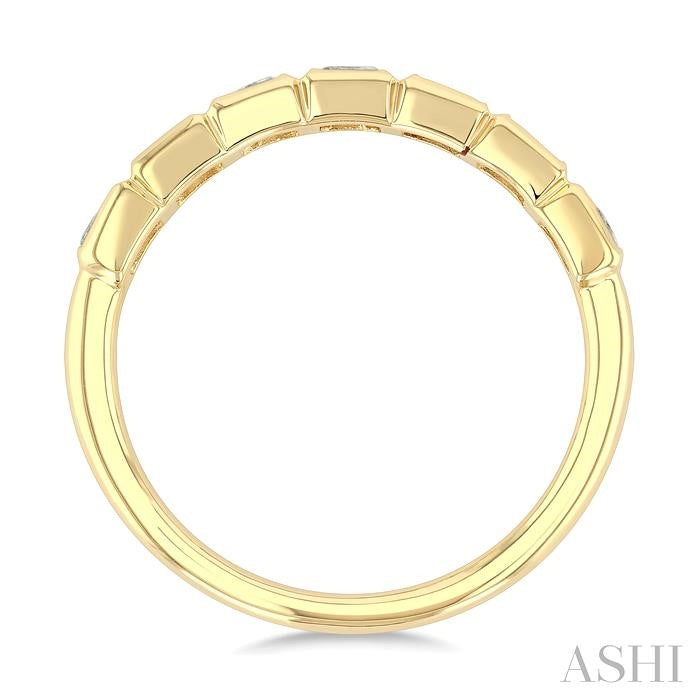 3/4 Ctw East-West Set Princess Cut Bezel Diamond Stackable Fashion Band in 14K Yellow Gold