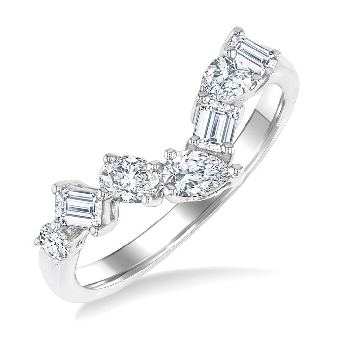 3/4 Ctw Mixed Cut Diamond Chevron Fashion Band in 14K White Gold