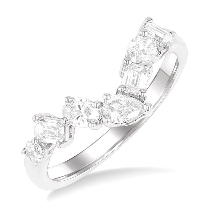 3/4 Ctw Mixed Cut Diamond Chevron Fashion Band in 14K White Gold