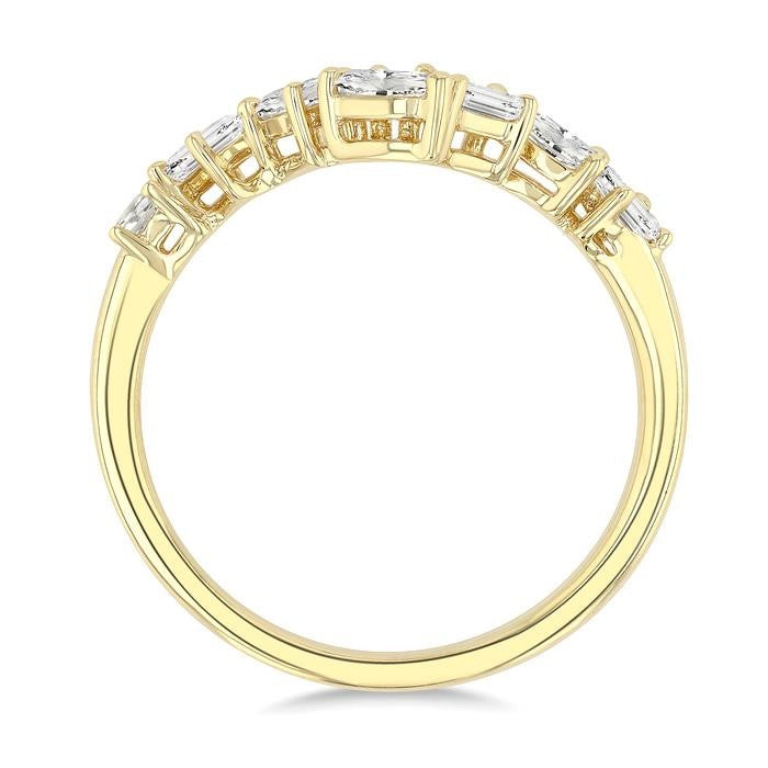 3/4 Ctw Mixed Cut Diamond Chevron Fashion Band in 14K Yellow Gold