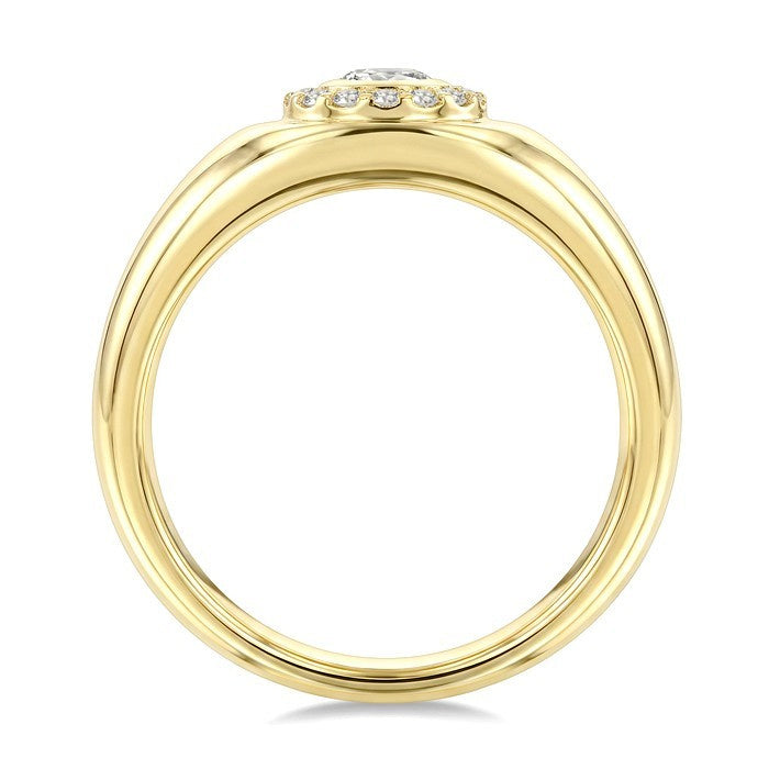 1/3 Ctw Round Cut Diamond Bold Aeris Gold Square Shape Fashion Ring in 14K Yellow Gold