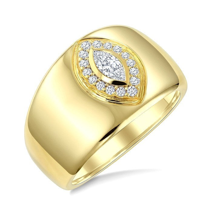 1/3 Ctw Marquise and Round Cut Diamond Aeris Gold Fashion Ring in 14K Yellow Gold
