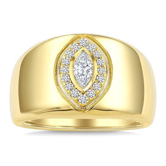 1/3 Ctw Marquise and Round Cut Diamond Aeris Gold Fashion Ring in 14K Yellow Gold