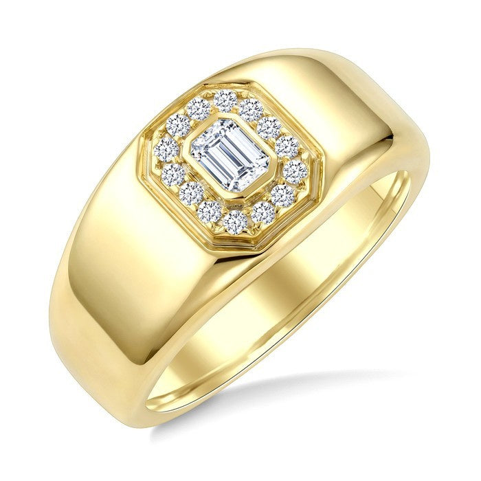 1/3 Ctw Octagon and Round Cut Diamond Aeris Gold Fashion Ring in 14K Yellow Gold