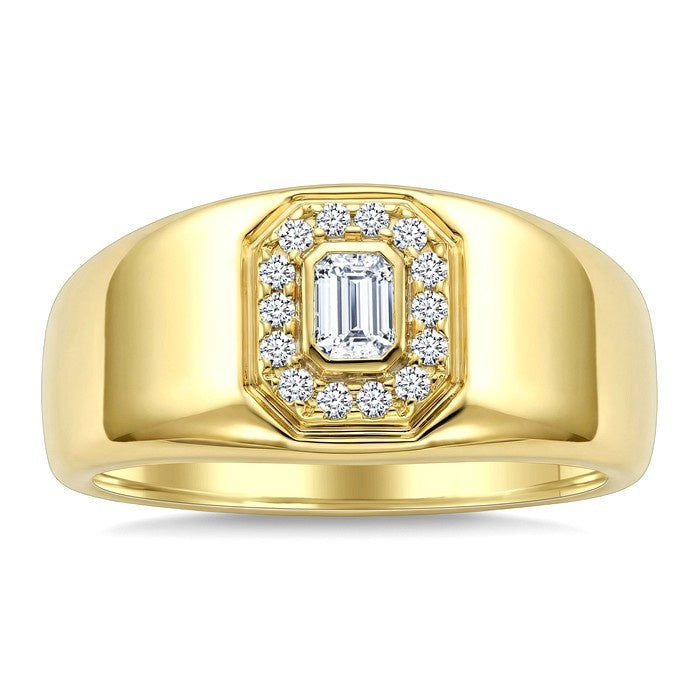 1/3 Ctw Octagon and Round Cut Diamond Aeris Gold Fashion Ring in 14K Yellow Gold