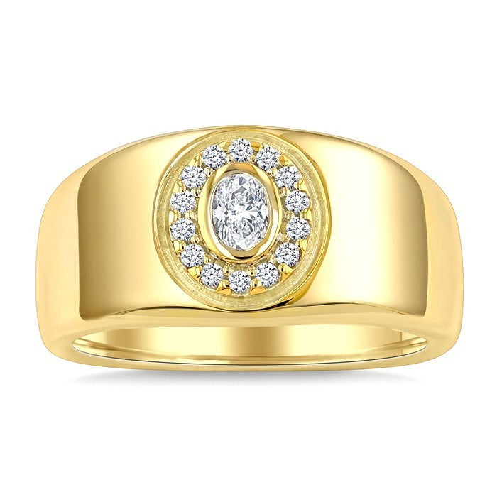 1/3 Ctw Oval and Round Cut Diamond Aeris Gold Fashion Ring in 14K Yellow Gold