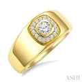 1/3 Ctw Round Cut Diamond Bold Aeris Gold Square Shape Fashion Ring in 14K Yellow Gold