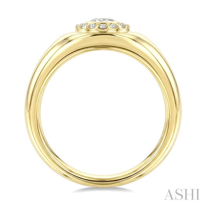 1/3 Ctw Round Cut Diamond Bold Aeris Gold Square Shape Fashion Ring in 14K Yellow Gold