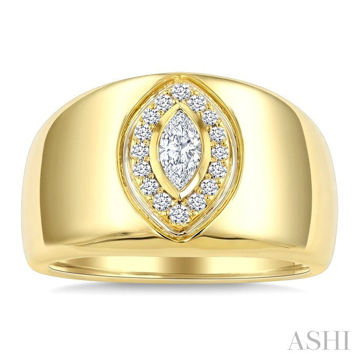 1/3 Ctw Marquise and Round Cut Diamond Aeris Gold Fashion Ring in 14K Yellow Gold