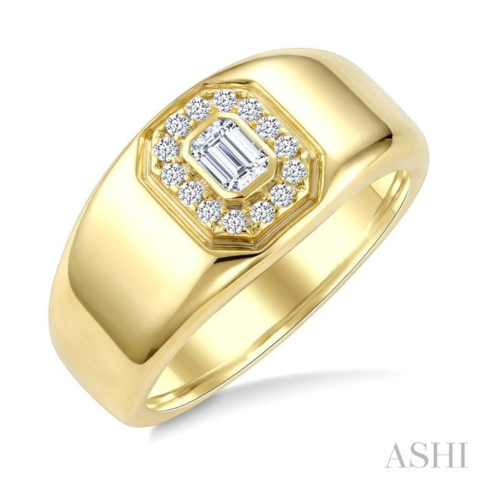 1/3 Ctw Octagon and Round Cut Diamond Aeris Gold Fashion Ring in 14K Yellow Gold