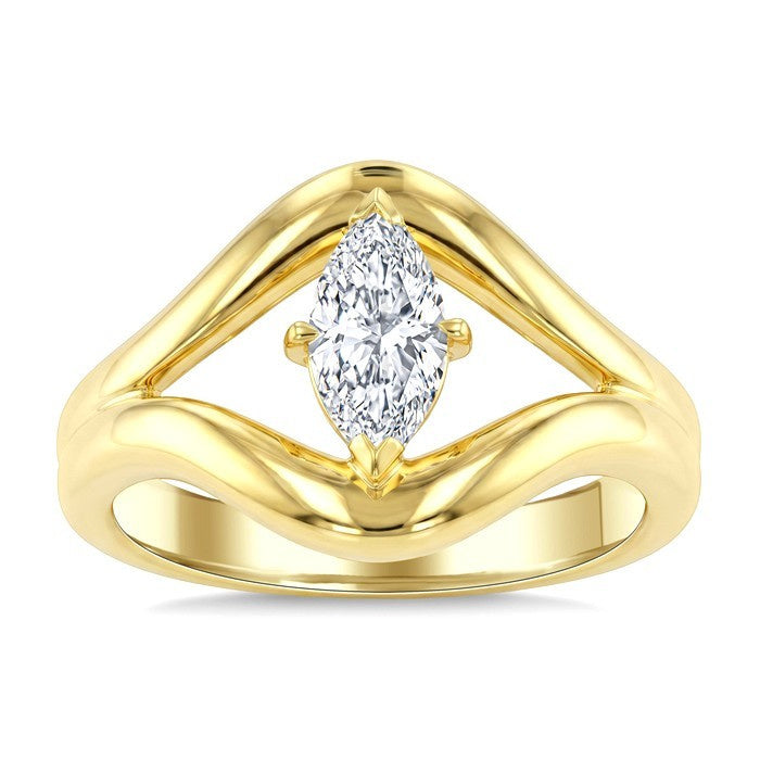 3/4 Ctw Marquise Cut Diamond Aeris Gold Solitaire Ring in 14K Yellow Gold