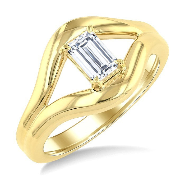 3/4 Ctw Octagon Cut Diamond Aeris Gold Solitaire Ring in 14K Yellow Gold