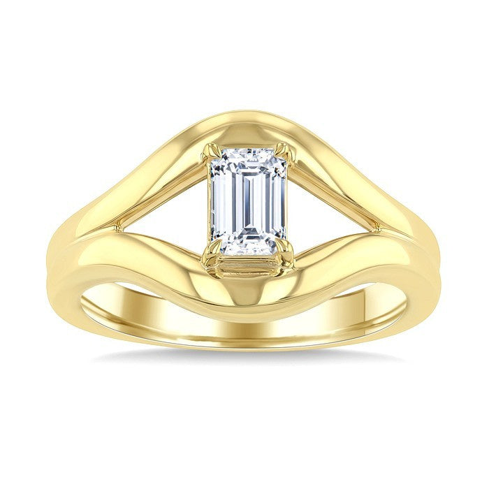 3/4 Ctw Octagon Cut Diamond Aeris Gold Solitaire Ring in 14K Yellow Gold