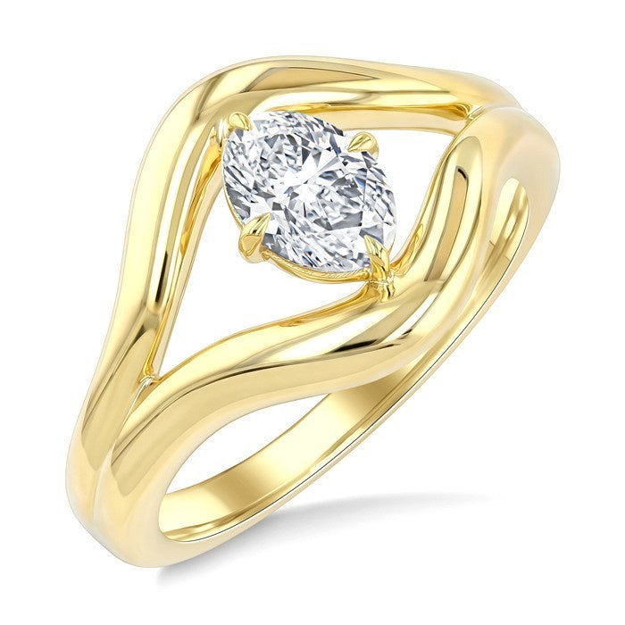 3/4 Ctw Oval Cut Diamond Aeris Gold Solitaire Ring in 14K Yellow Gold