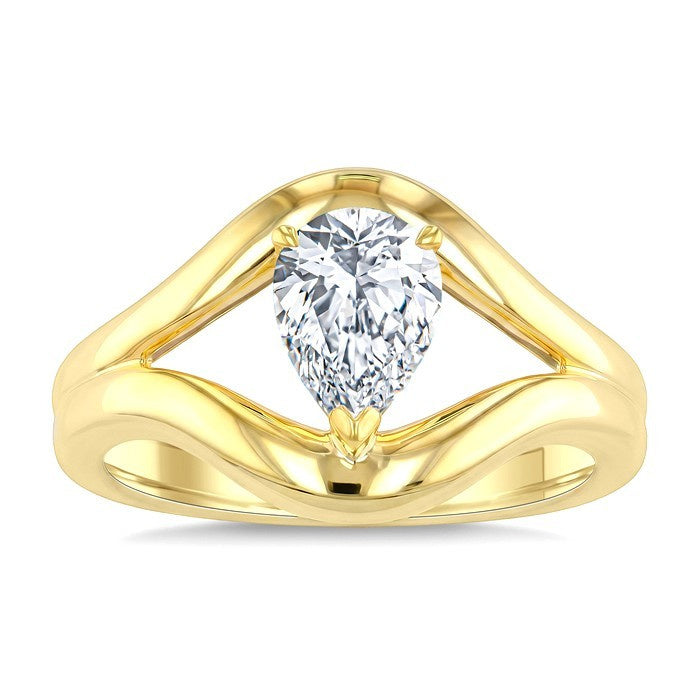 3/4 Ctw Pear Cut Diamond Aeris Gold Solitaire Ring in 14K Yellow Gold