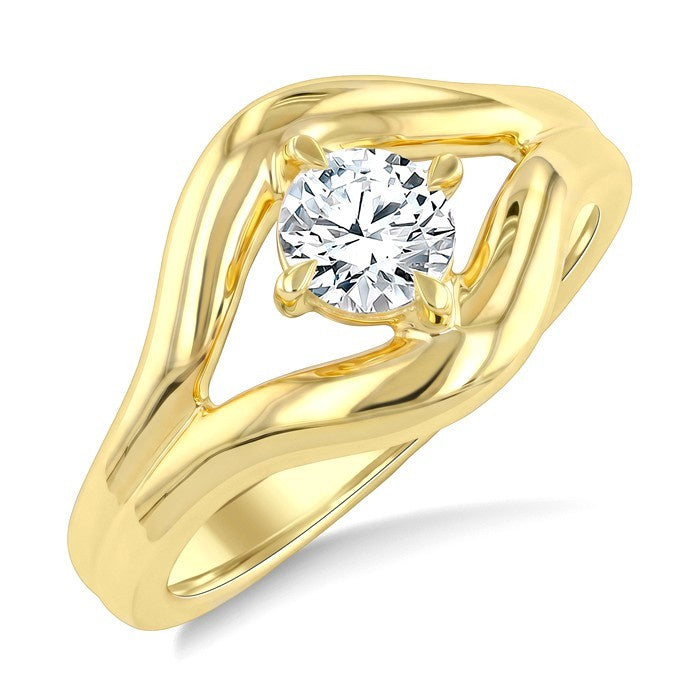 3/4 Ctw Round Cut Diamond Aeris Gold Solitaire Ring in 14K Yellow Gold