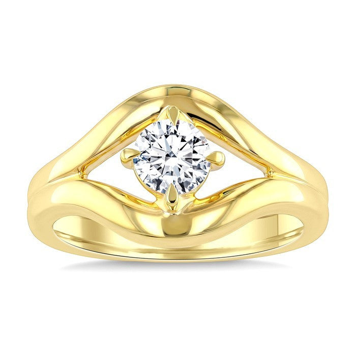 3/4 Ctw Round Cut Diamond Aeris Gold Solitaire Ring in 14K Yellow Gold
