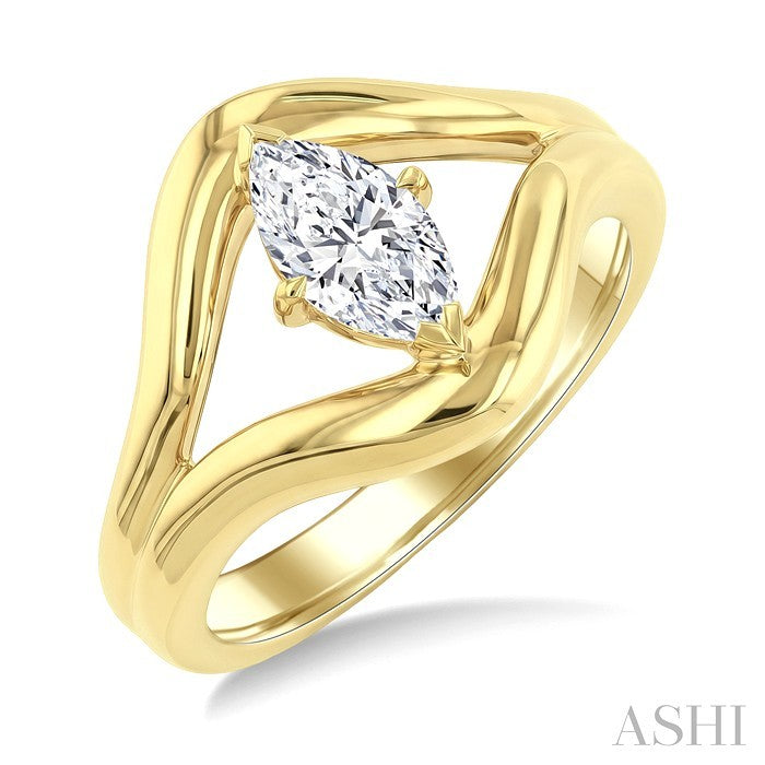 3/4 Ctw Marquise Cut Diamond Aeris Gold Solitaire Ring in 14K Yellow Gold