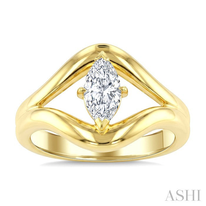3/4 Ctw Marquise Cut Diamond Aeris Gold Solitaire Ring in 14K Yellow Gold