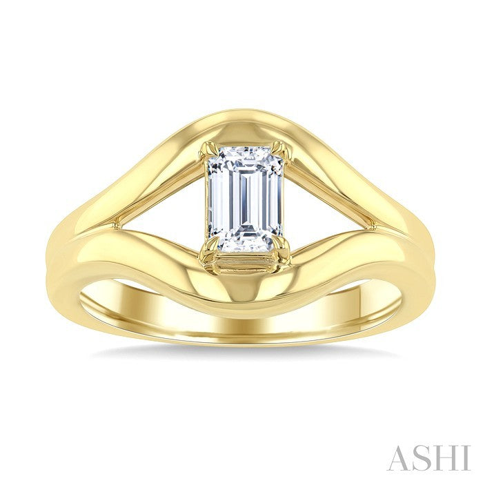 3/4 Ctw Octagon Cut Diamond Aeris Gold Solitaire Ring in 14K Yellow Gold