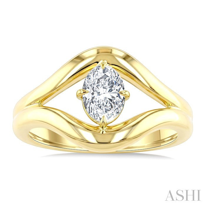 3/4 Ctw Oval Cut Diamond Aeris Gold Solitaire Ring in 14K Yellow Gold