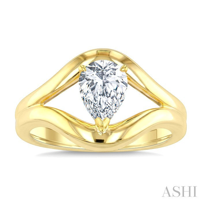 3/4 Ctw Pear Cut Diamond Aeris Gold Solitaire Ring in 14K Yellow Gold