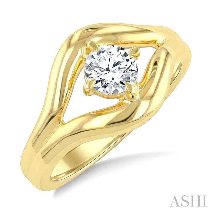 3/4 Ctw Round Cut Diamond Aeris Gold Solitaire Ring in 14K Yellow Gold