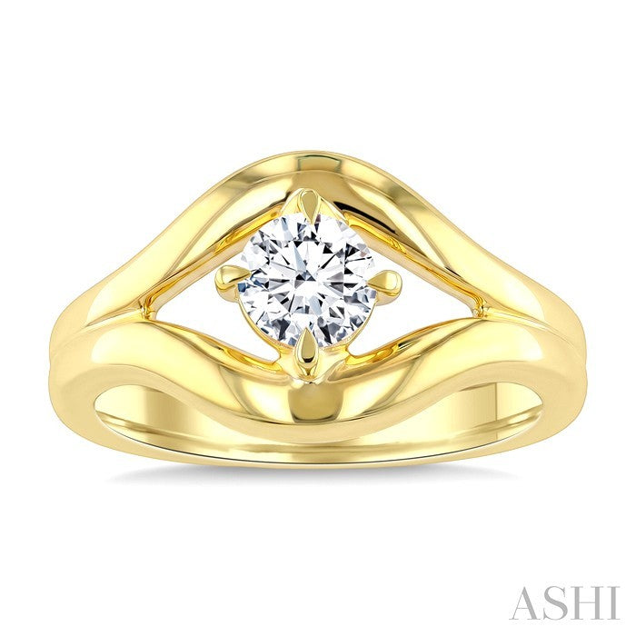 3/4 Ctw Round Cut Diamond Aeris Gold Solitaire Ring in 14K Yellow Gold