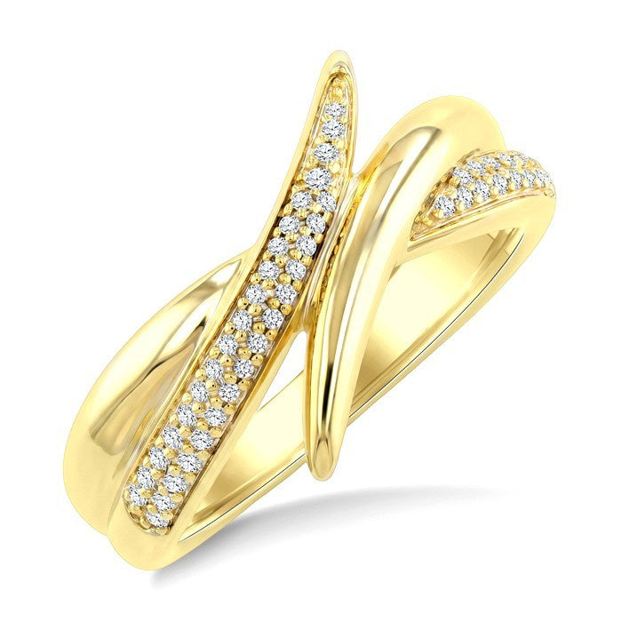 1/5 Ctw Round Cut Diamond Aeris Gold Semi Solid Fashion Band in 14K Yellow Gold
