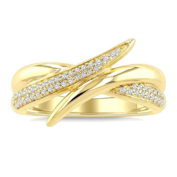 1/5 Ctw Round Cut Diamond Aeris Gold Semi Solid Fashion Band in 14K Yellow Gold