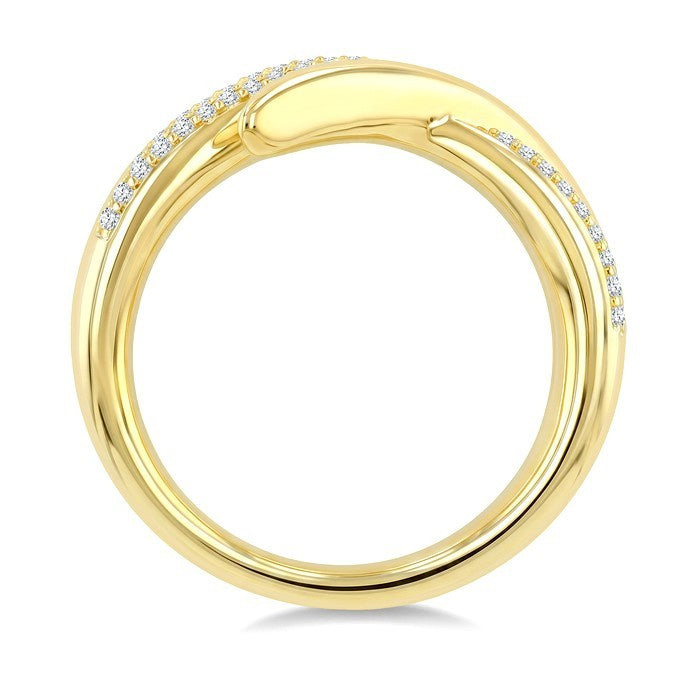 1/5 Ctw Round Cut Diamond Aeris Gold Semi Solid Fashion Band in 14K Yellow Gold