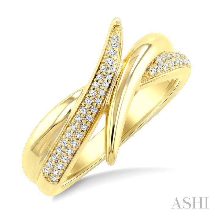 1/5 Ctw Round Cut Diamond Aeris Gold Semi Solid Fashion Band in 14K Yellow Gold