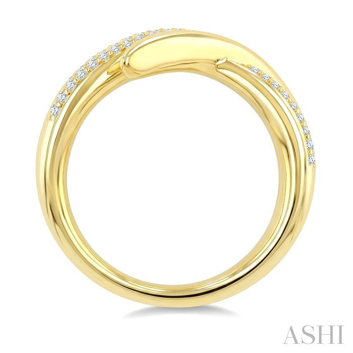 1/5 Ctw Round Cut Diamond Aeris Gold Semi Solid Fashion Band in 14K Yellow Gold