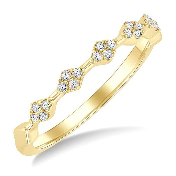 1/10 Ctw Geometric Round Cut Diamond Stackable Fashion Band in 14K Yellow Gold