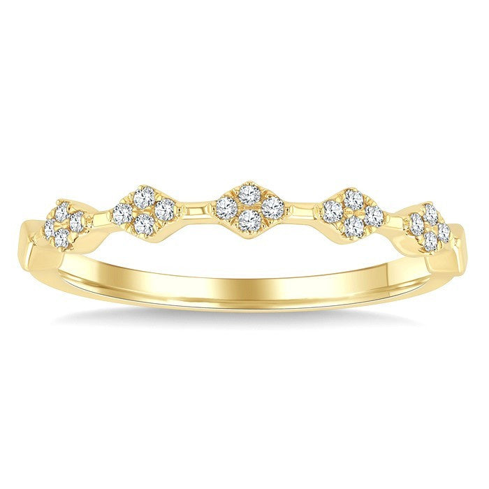1/10 Ctw Geometric Round Cut Diamond Stackable Fashion Band in 14K Yellow Gold