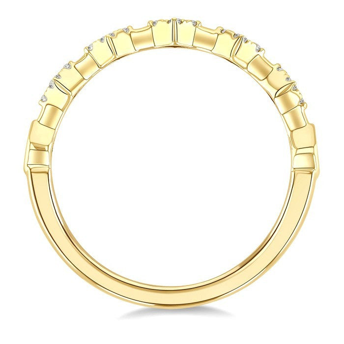 1/10 Ctw Geometric Round Cut Diamond Stackable Fashion Band in 14K Yellow Gold