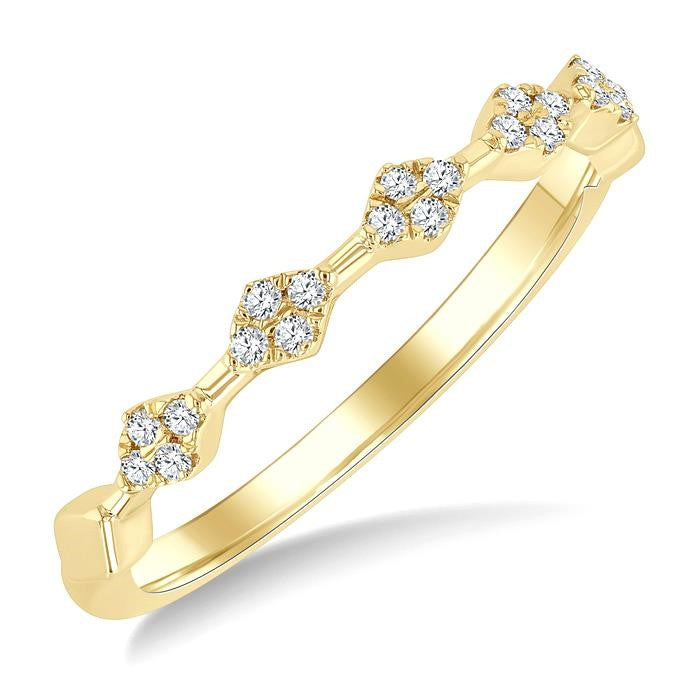 1/10 Ctw Geometric Round Cut Diamond Stackable Fashion Band in 10K Yellow Gold