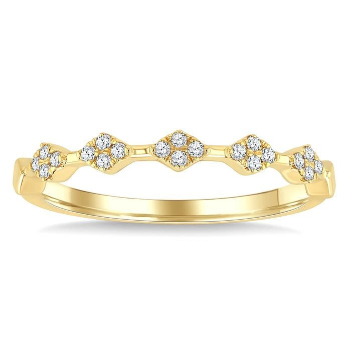 1/10 Ctw Geometric Round Cut Diamond Stackable Fashion Band in 10K Yellow Gold
