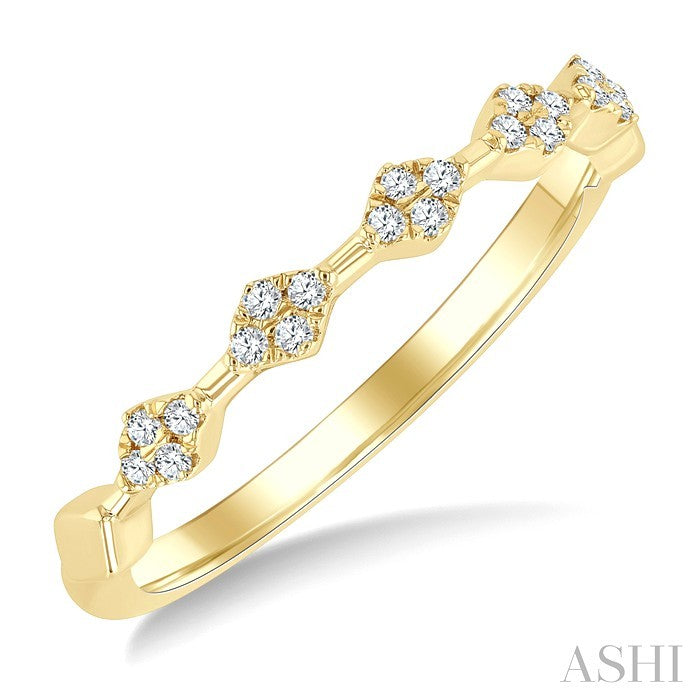 1/10 Ctw Geometric Round Cut Diamond Stackable Fashion Band in 14K Yellow Gold