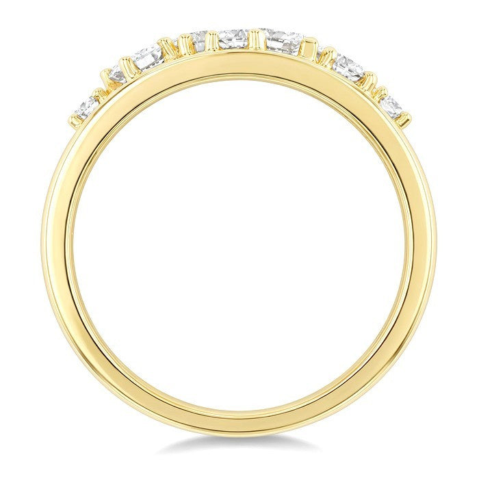 3/4 Ctw Mixed Diamond Cut Fashion Wide Band in 14K Yellow Gold