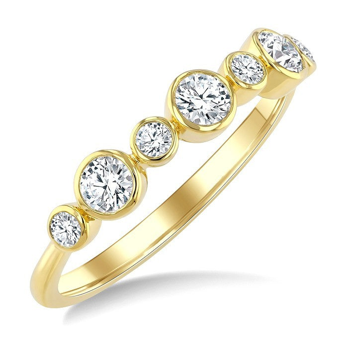 1/2 Ctw Bezel Set Round Cut Diamond Fashion Band in 14K Yellow Gold
